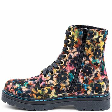 HEAVENLY FEET WOMENS ZIP LACE ANKLE BOOT - AUTUMN GOLD VELOUR